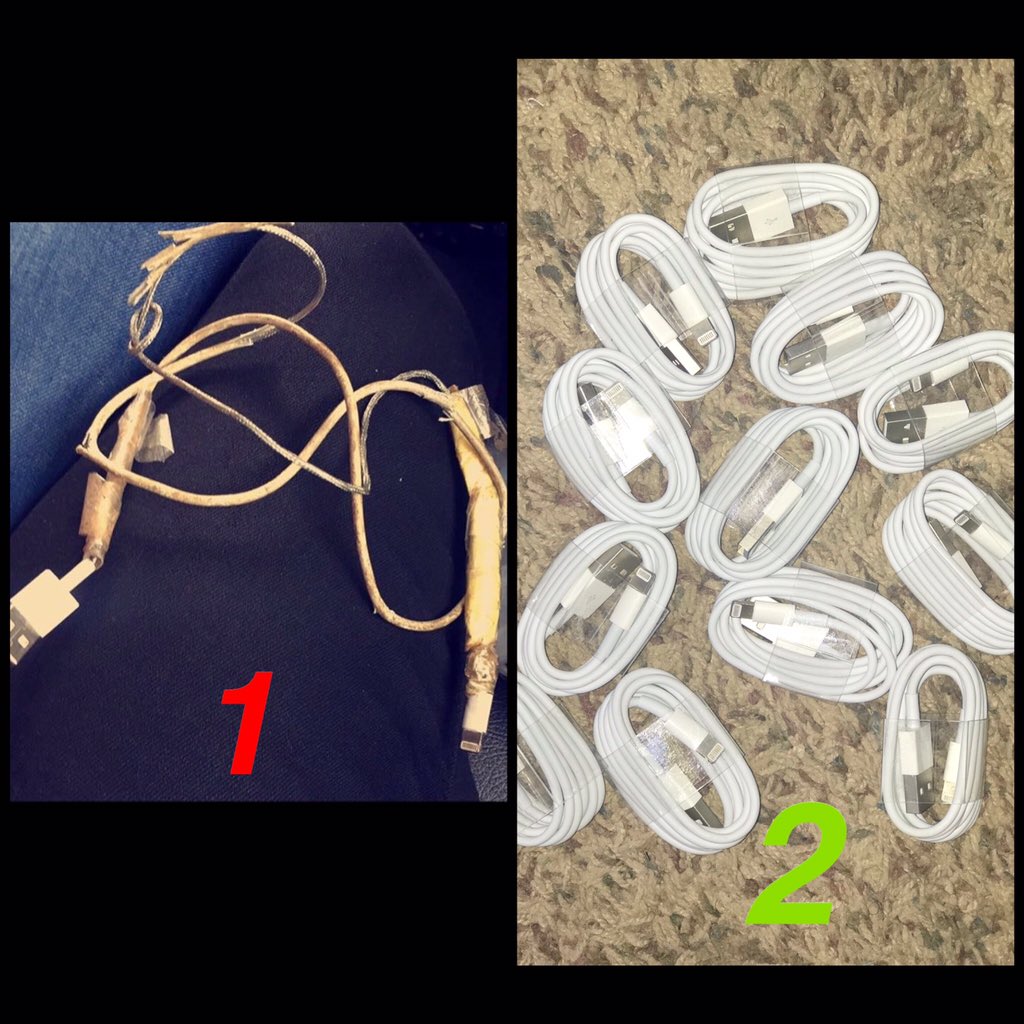 TechHavenGh's tweet photo. If your cable looks like pic 1 , Kneel down, ask for forgiveness ๐๐พ and come and buy a new one ๐ in pic 2. If its nt dat bad kraa having a 2nd cable is handy. #Apple #iphone #Technology #IphoneCharger #LightningCables #iOS https://t.co/RiQ0X5Yw8P