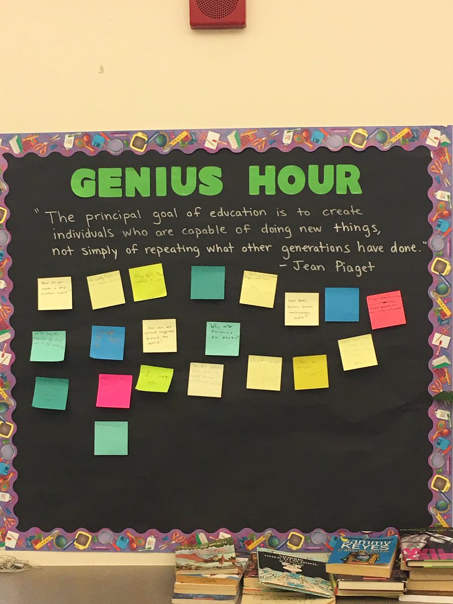 5th Grade students kicking off #GeniusHour with our WonderWall. CAUTION: Geniuses at work 💪🏻🌎