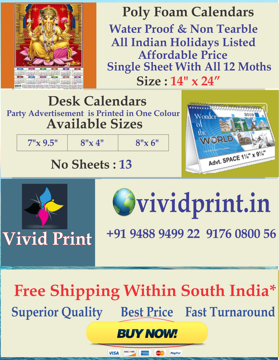 VividPrint_in's tweet photo. Calendar &amp; Dairy Printing 2019. Monthly,Polyfoam,Daily, Realart, Desk Calendars 2019 Availble For Online order @ https://t.co/mtJoRrFQK7 
#calendar #Calendar2019 #Calendarprinting #Deskcalendar https://t.co/x7eYR4BJP2