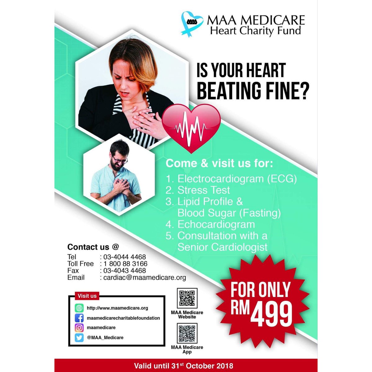 MaaedicareCF's tweet photo. Good news everyone!

We would like to help you take care of your precious Heart. Call us today!

#OctoberPromo
#CardiacCare
#MAAMedicare https://t.co/aydVmxYoE0