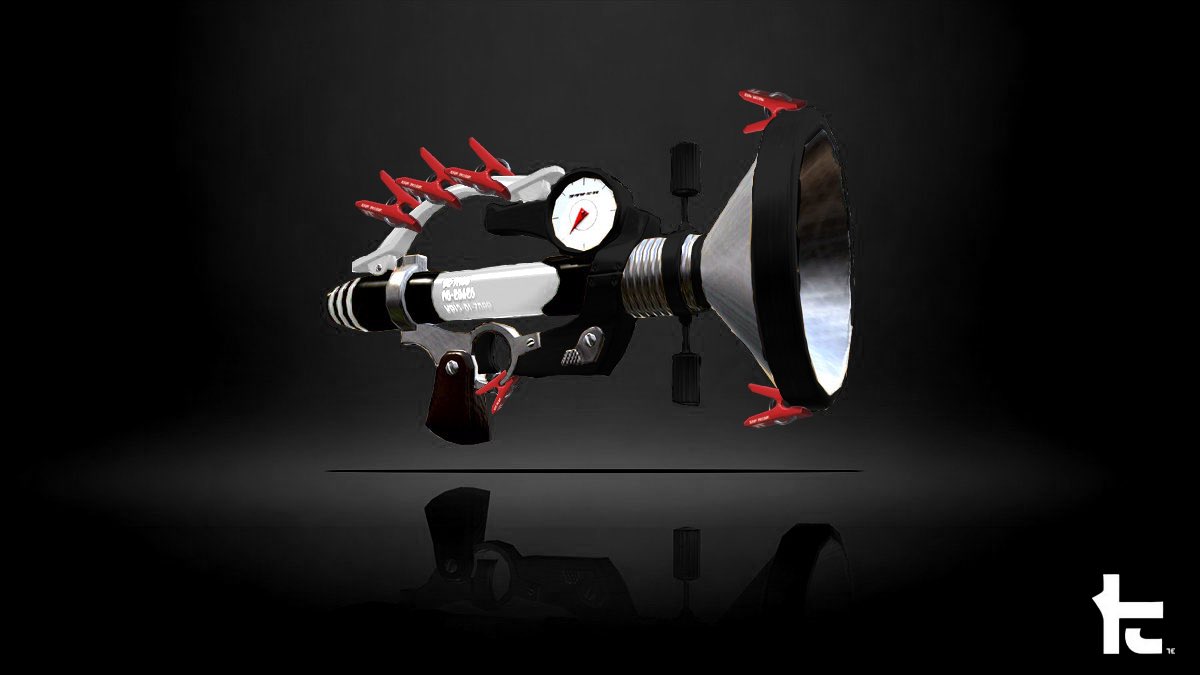 SplaToomlp's tweet image. これは「ボールドマーカートクチュー」。洗濯バサミの数が増えたベッチューを超える特注品だ。サブの「タンサンボム」で相手をかき乱し、新スペシャル「トラップラッシュ」で敵陣を爆発の海にしてしまおう。