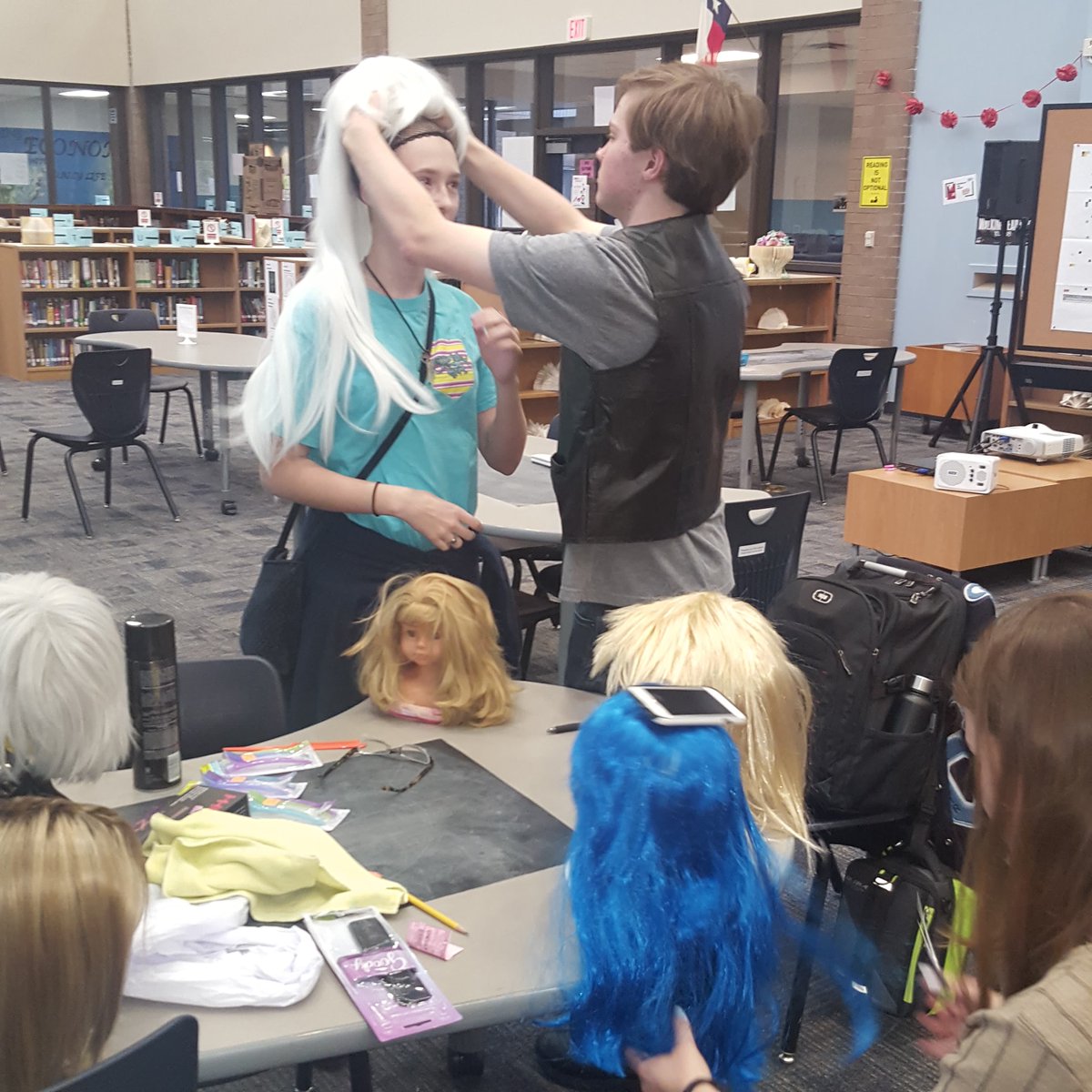 ClementsHSLib's tweet image. We wigged out yesterday at our Cosplay Creators meeting! #Cosplay #cosplayer #wigworkshop #MoreThanBooks @CHS_Rangers @chsroundup @FBISD_Libraries