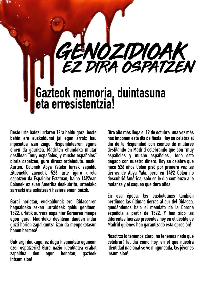 KalezuloErandio's tweet photo. Ezer ez ospatzeko! Gazteok tinko! #Erandio #memoria #inposaketarikez #dekoraziomolongia https://t.co/PdMlwlYW91