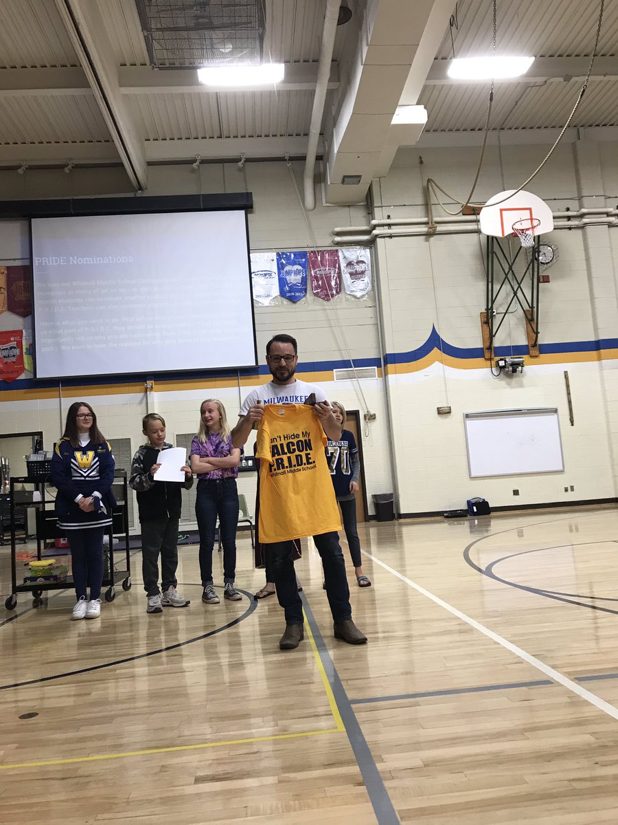 JenMPaull's tweet photo. PBIS kickoff assembly...can’t hide our Falcon Pride! #whitnallpride https://t.co/M0XdctgMwW