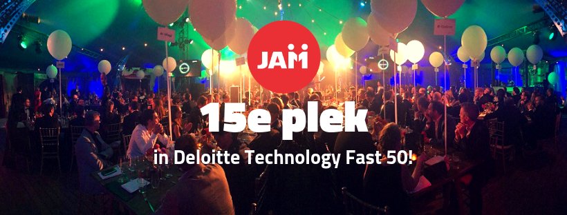 JAMwerkt's tweet photo. Na een spannende avond hebben wij gisteravond bij de Deloitte Fast 50 verkiezing te horen gekregen dat we met JAMwerkt het 15e snelst groeiende bedrijf van Nederland zijn geworden!!🥂✨ #fast50 #award #verkiezing #deloitte https://t.co/LqlH1e4HIm