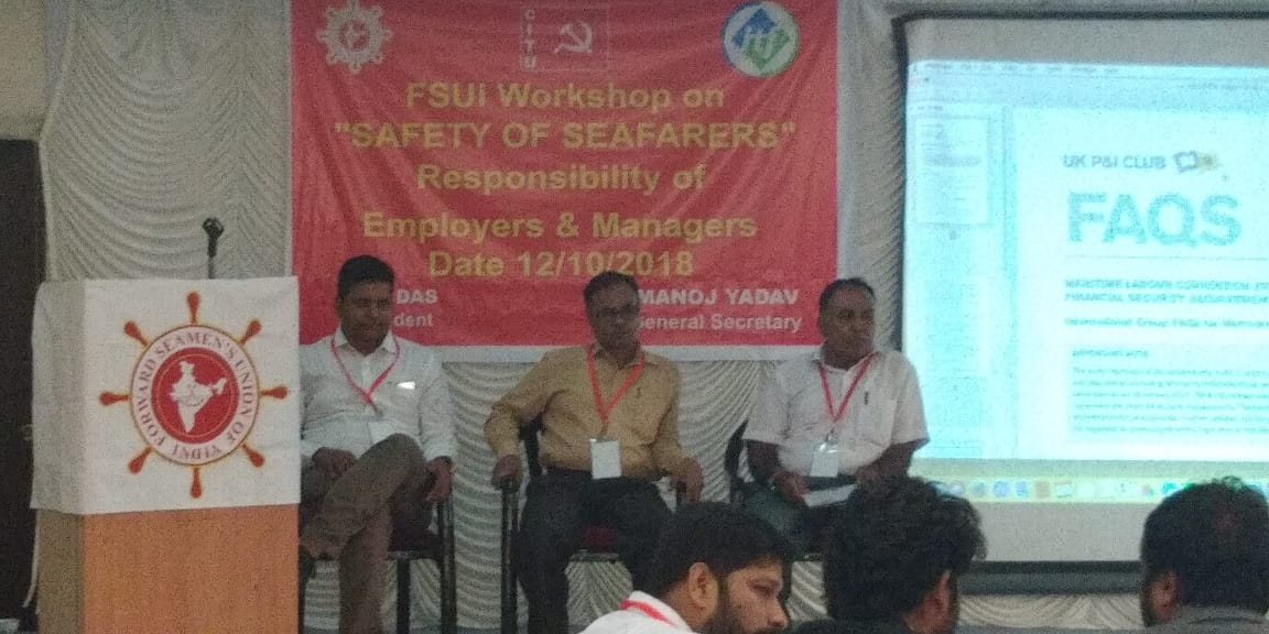1st batch of a workshop organised by FSUI with Employees and RPS for 'Safety of seafarers ' Responsibility of Employers and Managers. Participation and of DGS approved RPS holder was on higher side. 
#ITFSeafarers #WeaAreITF #WelBeingAtSea #Seafarers #MaritimeOfficers #FSUIIndia