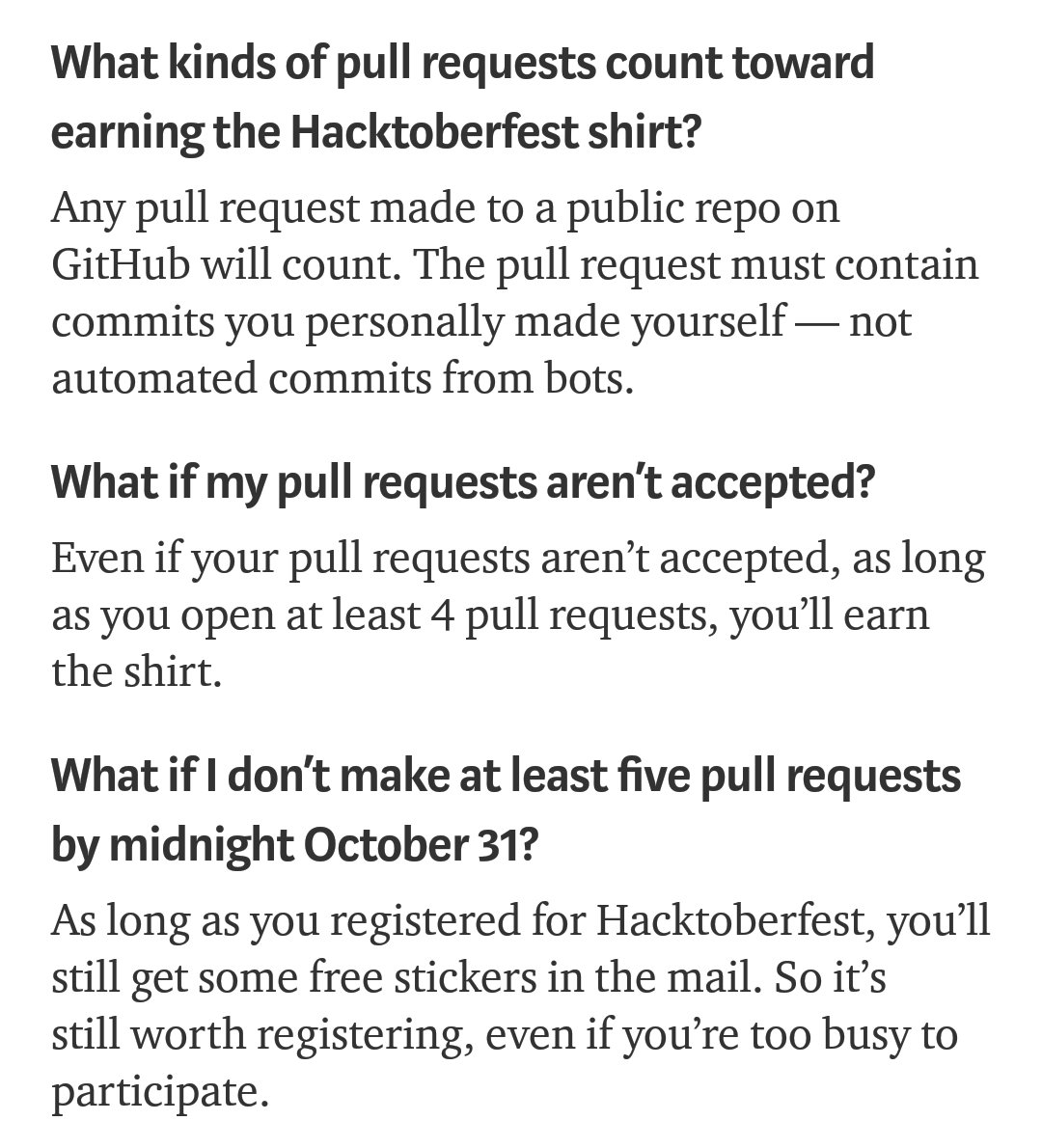 fspmcr's tweet photo. .@freeCodeCamp is making it extra easy to get your free limited edition Hacktoberfest T-Shirt this year: "Make 5 GitHub pull requests in October, even if you're new to coding, and earn a free T-shirt from @DigitalOcean @GitHub and @Twilio" https://t.co/UpCEYcdqDA #hacktoberfest https://t.co/QN20NEbEeo