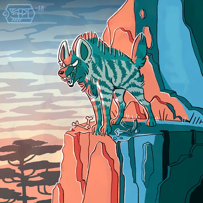 Pissed striped hyena on a hill. #digitalart #stripedhyena