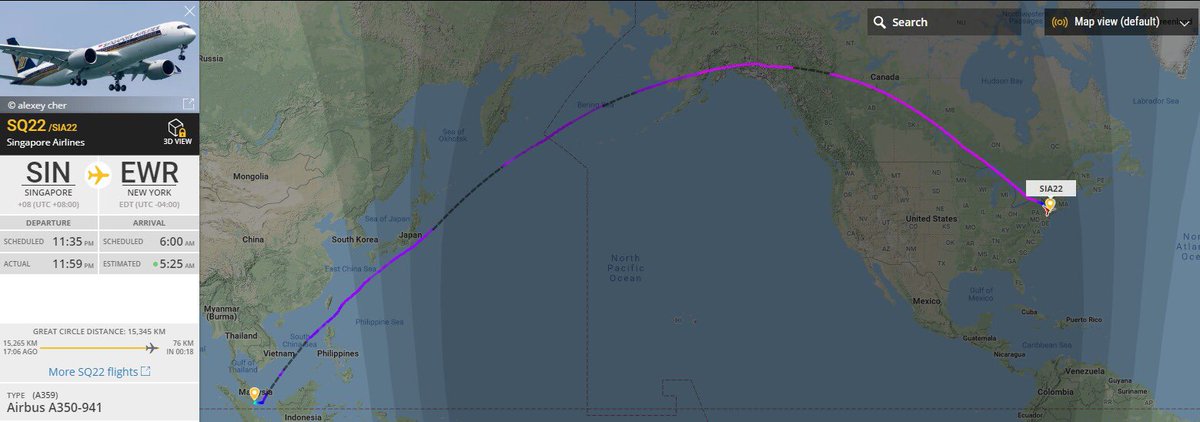 Mission completed ✔ The @SingaporeAir Ultra Long Range #A350 XWB has just performed the world's longest flight between #Singapore 🇸🇬 and #NewYork 🇺🇸. ✈️#LongRangeLeader