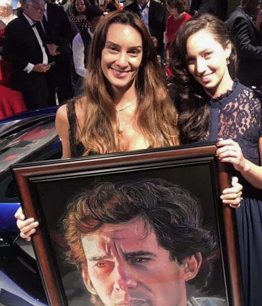 _chalkoholic's tweet photo. Honored to present my chalk portrait of @ayrtonsenna to his niece, Bianca, at @mclarensterling ‘s release of the new @McLarenF1 Senna. #senna #mclarensenna #portrait #chalkart #chalkoholic https://t.co/GrgpYMF0uQ