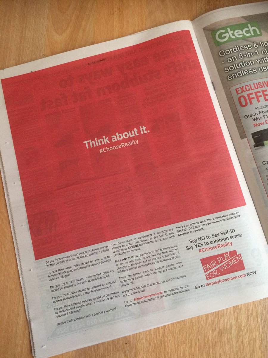 awlilnatty's tweet photo. If @MetroUK thinks it's ok to print an advert attacking the rights of transgendered people and promoting transphobia, the only reality I am choosing is to never go near a Metro again. Absolutely disgusting. https://t.co/KuSuoFfHuU
