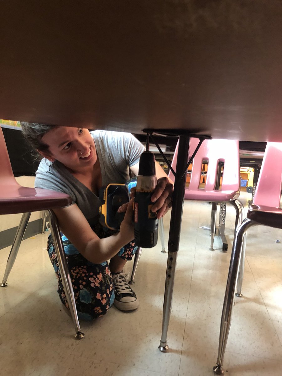 EvansMVWESOL's tweet photo. So many reasons to appreciate @The_MrsMorales. Her talent with power tools is just one. Thanks for fixing my table! #canshefixit #yesshecan https://t.co/kH2rCnbIto