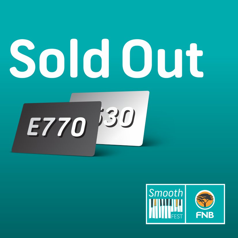 FNBSDSmoothFest's tweet photo. FNB #SmoothFest2018 Black and Platinum tickets are now sold out. There is only a limited number of Gold tickets available so make sure you don’t get left out.

Get you Gold ticket NOW at Computicket and all FNB branches https://t.co/sNfZcp4GHR