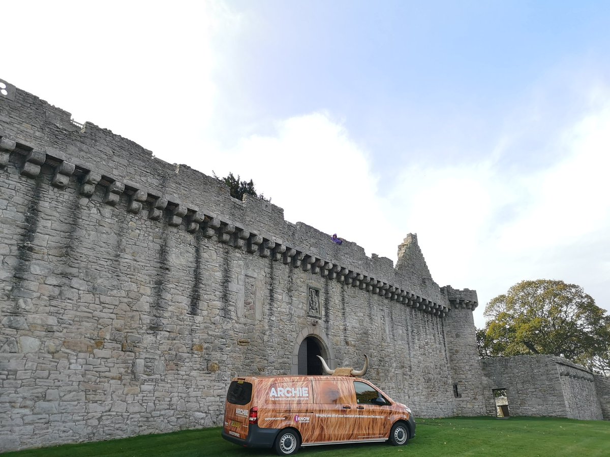 DiaryofaCooVan's tweet photo. Archie the #OutlawCoo is on the moo-ve again today with a trip to Edinburgh's Craigmillar Castle. 
Stunning views and a great setting as a filming location for the new Outlaw King. https://t.co/TNLQdOV1vR