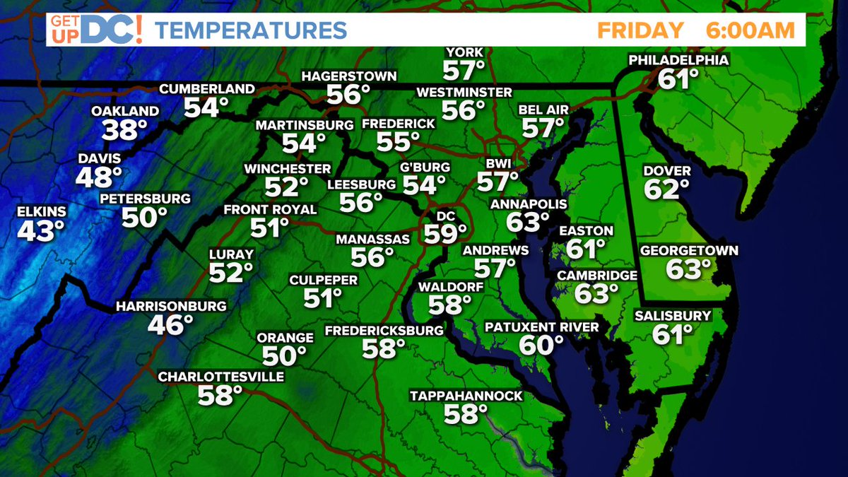 MiriWeather's tweet photo. Grab a sweater it's cool and breezy as you step out! 50s across most of the area and down to the 30s in western Maryland. #GetUpDC #itscooloutside #wusaweather https://t.co/TiuRl7AXvH
