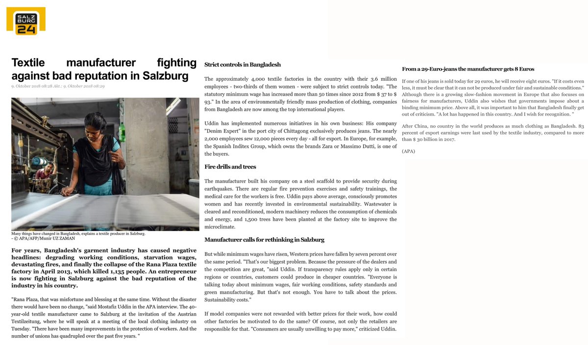 mostafiz_uddin's tweet image. Regaining the Reputation of Bangladesh Apparel Industry

After so much improvements the industry made since tragic Rana Plaza, Bangladesh apparel industry now really deserve good reputation. My demand for this recognition at Salzburger conference is reported by Austrian media.