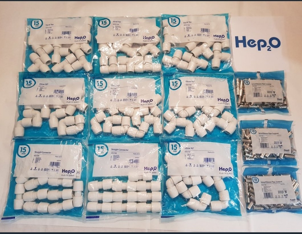 Pipestation1's tweet image. LAST CHANCE TO WIN! #FREETOOLFRIDAY! Our bestseller - Hep20 15mm fittings pack up for grabs this week, Like Retweet and follow us for a chance to win this lot! can&apos;t wait?  This pack is only £134.99 on our website! Save over 40% on screwfix prices! PIPESTATION.NET