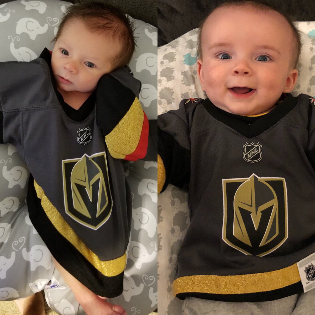 Tommy has been a <a href="/GoldenKnights/">Vegas Golden Knights</a> fan his entire life #hockeybaby #chunkymonkey