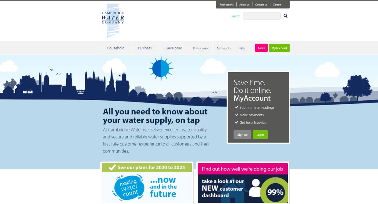 Cambridge Water on Twitter "Our new website is here! We've revamped