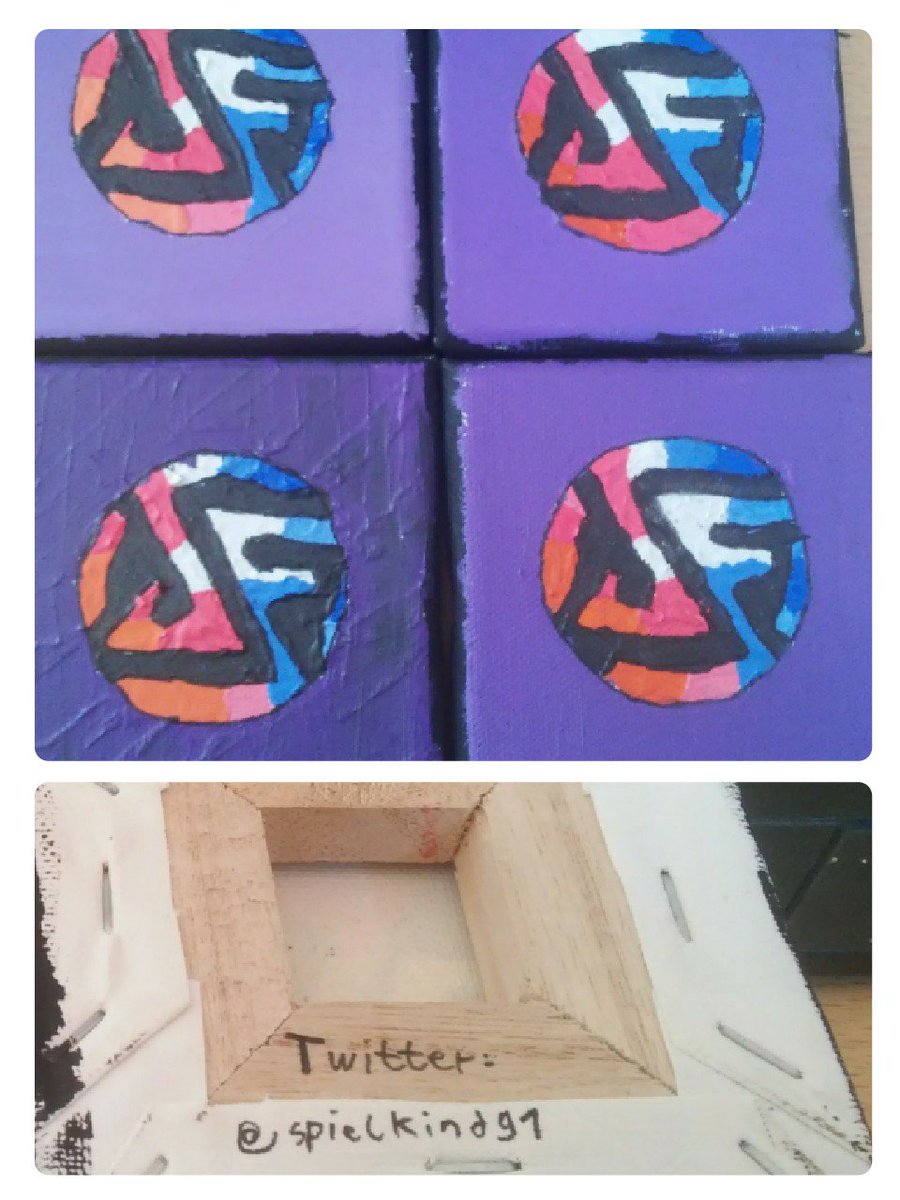 spielkind91's tweet photo. Ich habe mich mal dran versucht das Logo @Doktor_Froid (@LeFloid @Frodoapparat @derOlliKanal @aSmoogl) auf 10x10cm großen Leinwänden zu zeichen.
#froidfans https://t.co/wgg5qeW7LF