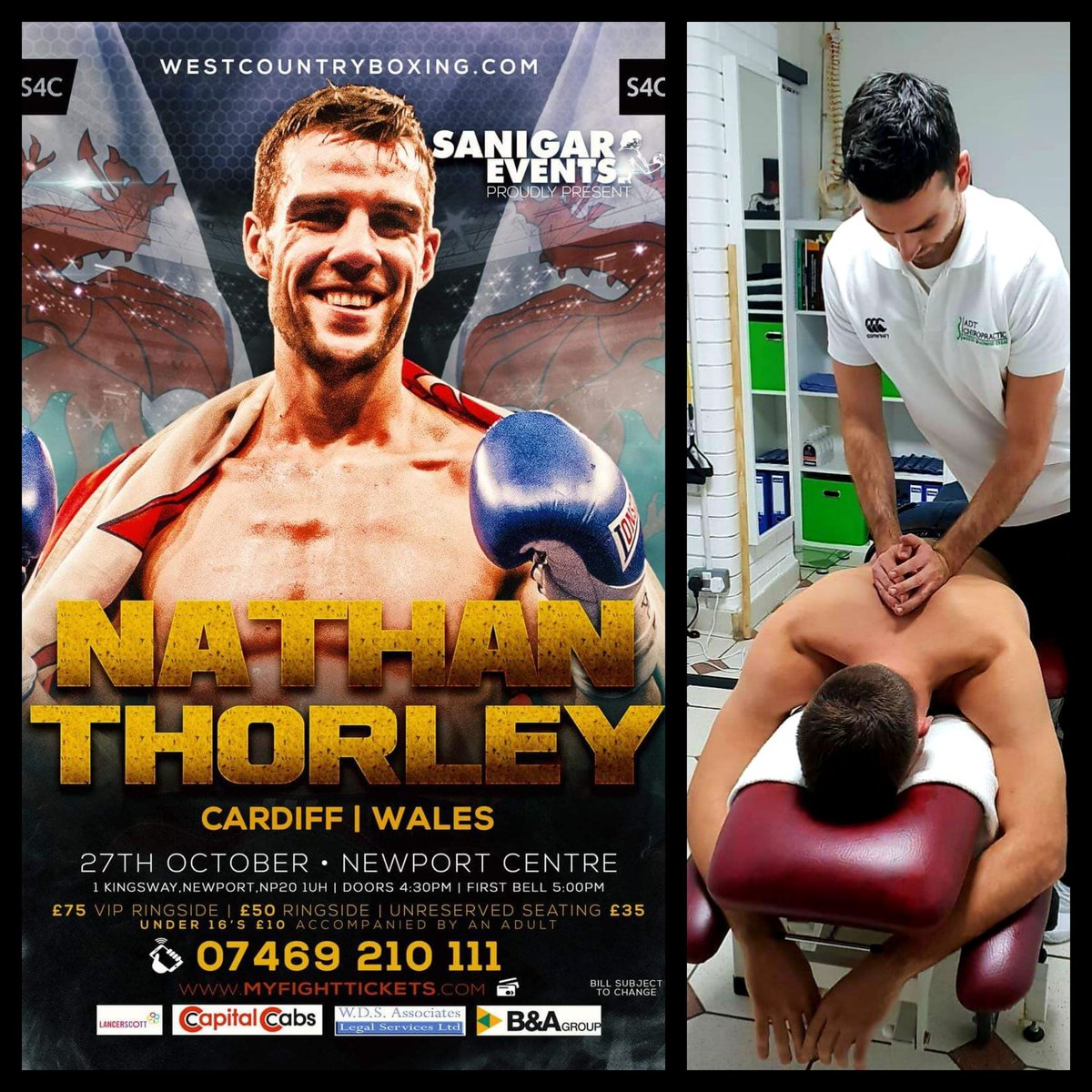 Great to have undefeated Welsh boxing champ @nathanthorley1 at <a href="/ADTChiropractic/">ADT Chiropractic</a> for his maintenance treatment ahead of his next fight on the 27th Oct 🥊💥 Check him out at the Newport Centre or on <a href="/S4C/">S4C 🏴󠁧󠁢󠁷󠁬󠁳󠁿</a> 💥🥊
