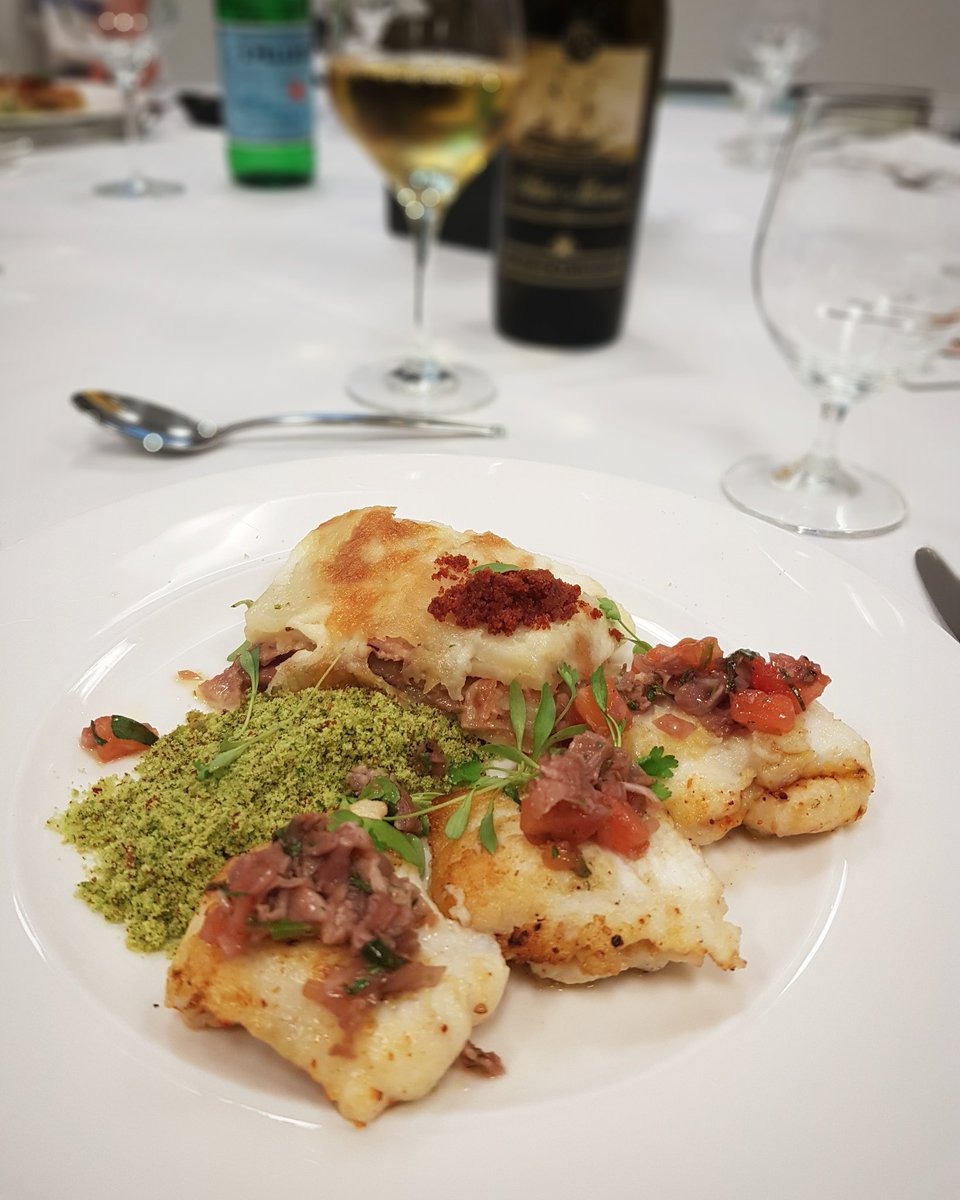 FoodIFancy's tweet image. A classy masterclass with @ParmaHamUK at @lecordenbleulondon. Lemon sole topped with a tomato and Parma ham dressing and potato and Parma ham gratin. #cookwithparmaham