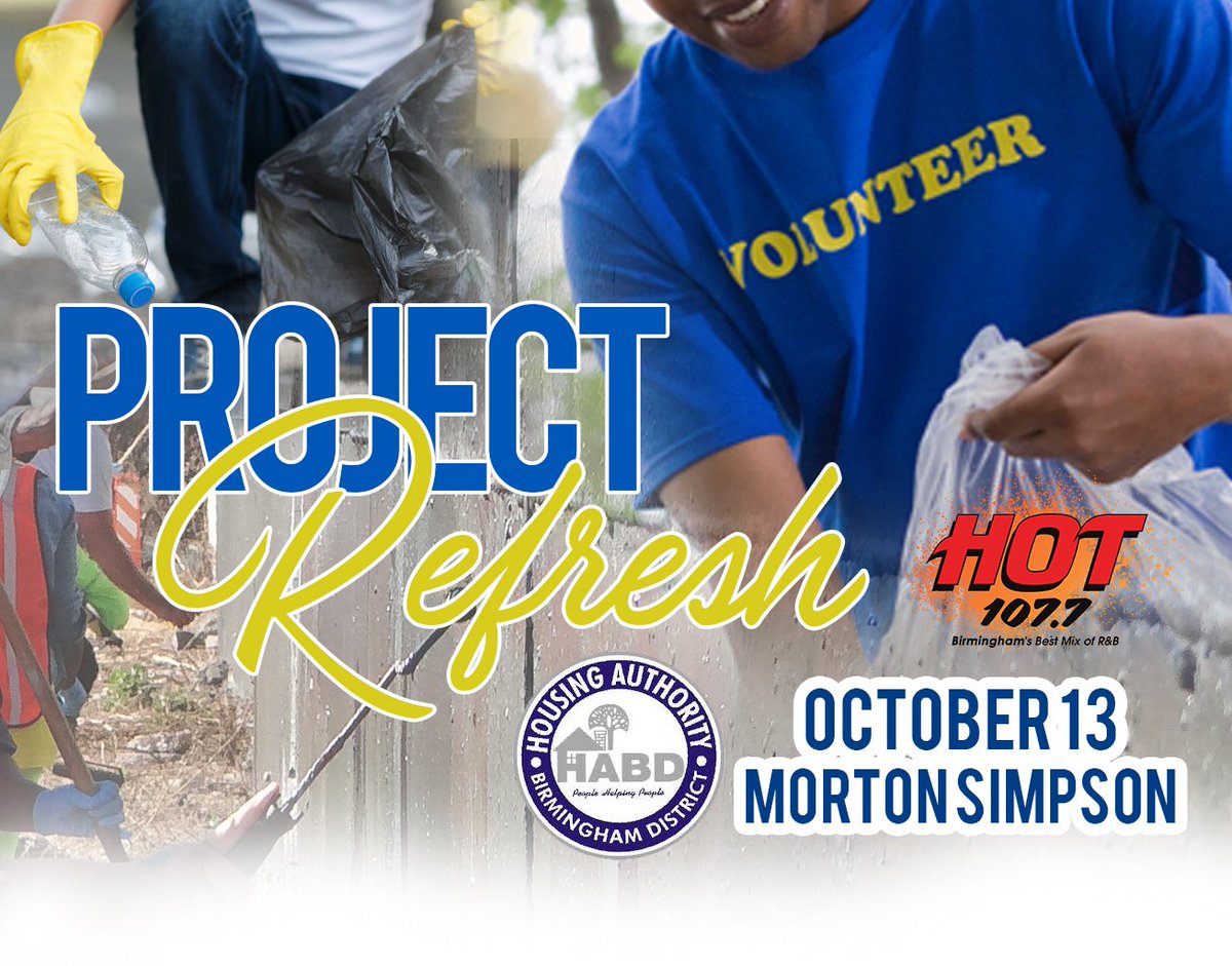 Hot1077's tweet image. The location for this Saturday’s #ProjectRefresh with @Hot1077 will be at #TomBrown! Help Us make a difference in our community. Go to hot1077radio.com to sign up.