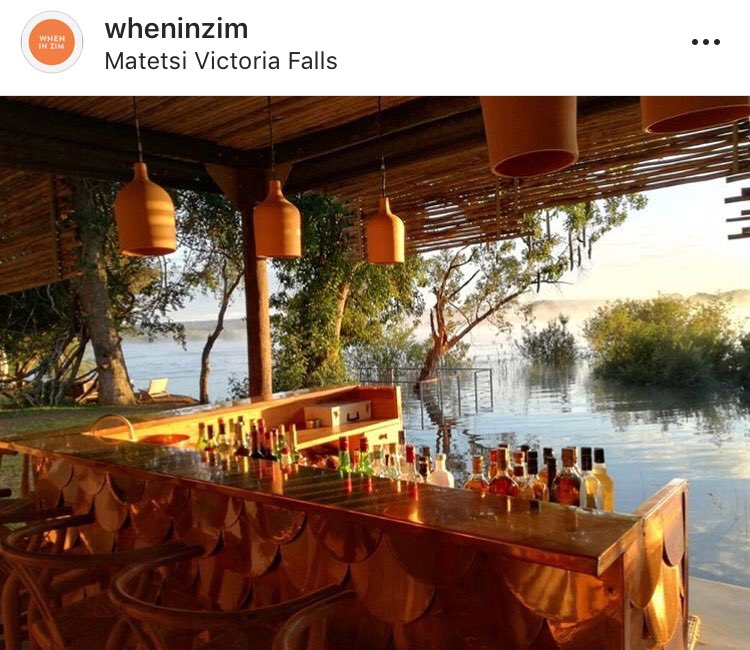 Copper bars and cocktails overlooking the Zambezi River? Tempting... The decor at @matetsivictoriafalls is out of this world. If you are planning a trip to Victoria Falls this is the place to stay. #WhenInZim