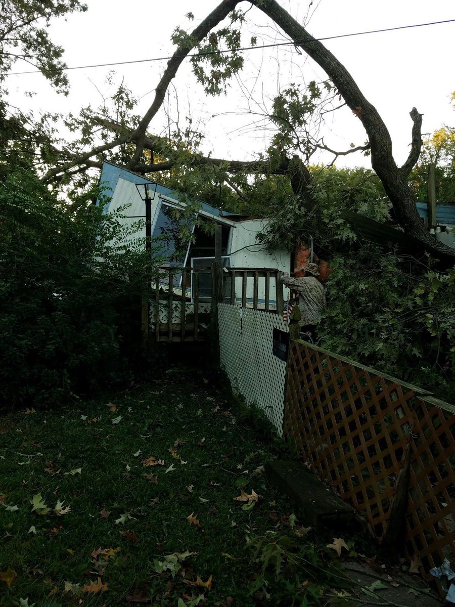 KatieCollettTV's tweet photo. Heartbreaking: This tree crushed a mobile home in the Colony Mobile Home Park in Virginia Beach. A family friend tells me the people who lived here lost a lot and really need help. #TSMichael https://t.co/ZphRFHl5Uz
