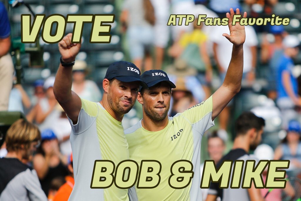 It’s that time of the year again! Vote for <a href="/Bryanbros/">BRYAN123BROS</a> &amp; <a href="/Bryanbrothers/">Mike Bryan</a> to help them to win their 14th consecutive ATP Fan’s Favorite Award! #ATPAwards 
Vote here: atpworldtour.com/en/news/atp-aw…