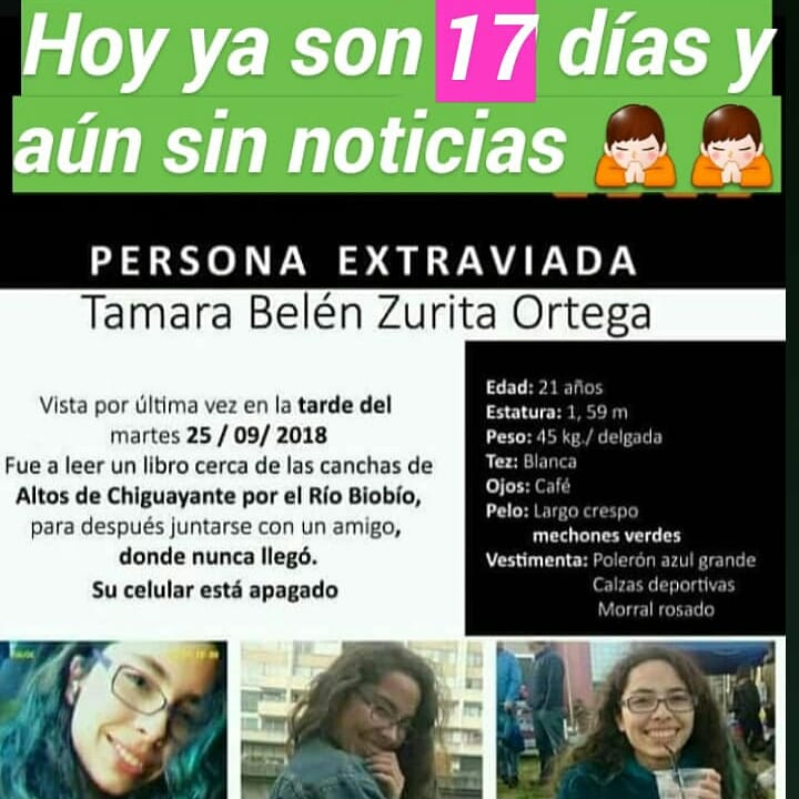 czapatap's tweet photo. Hoy se reanuda la búsqueda de Tamara, favor difundir y rezar para q pronto vuelva a su hogar @InfoOctava @biobio @soyconcepcion @soychilecl @FFQuakeProject @Teleton @NAVALTOONS @ihcconcepcion @RadioCarolina @JRGamboaM @andrescarter https://t.co/HOwFkfzuz5