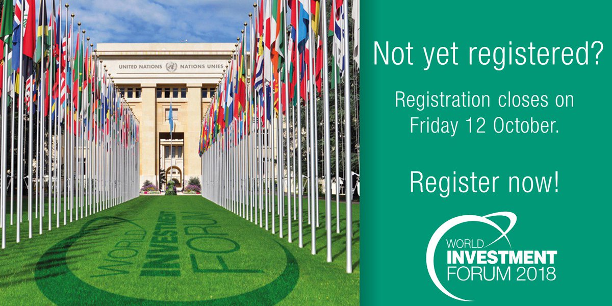 Registration closes TODAY! So register NOW for @UNCTAD #WIF2018 and join the pre-eminent global platform for #investment and #development in #ShapingTheWorldWeWant. 

Registration: bit.ly/2JxUHXC