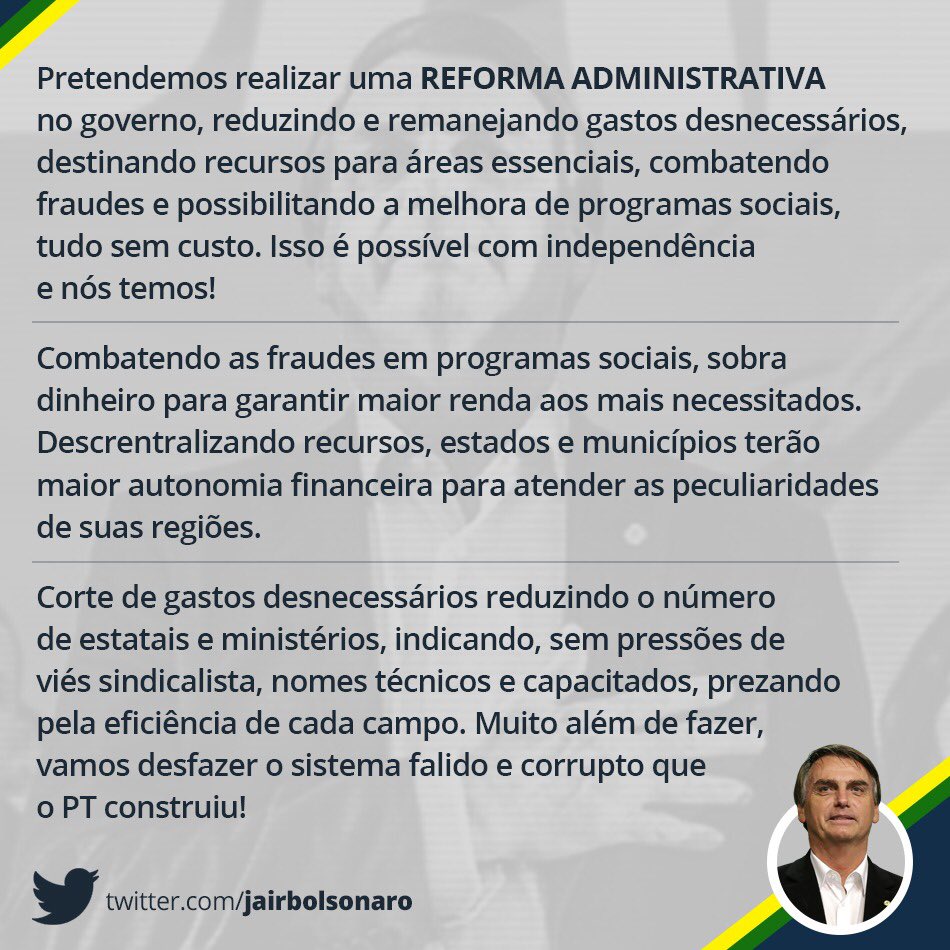 jairbolsonaro's tweet photo. UM POUCO DA REFORMA ADMINISTRATIVA: https://t.co/26MVwOxcEk