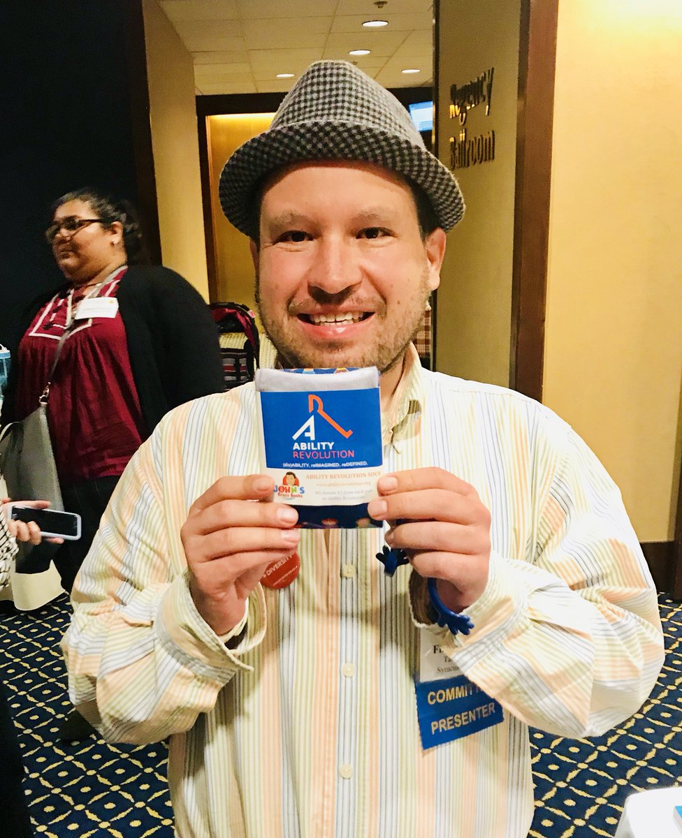 AbilityRev's tweet photo. Micah Fialka-Feldman from @IntelligenceDoc likes @johnscrazysocks! #SOTA2018 #JohnsCrazySocks #AbilityRevolution #IntelligentLives https://t.co/IH8bJMoAs9