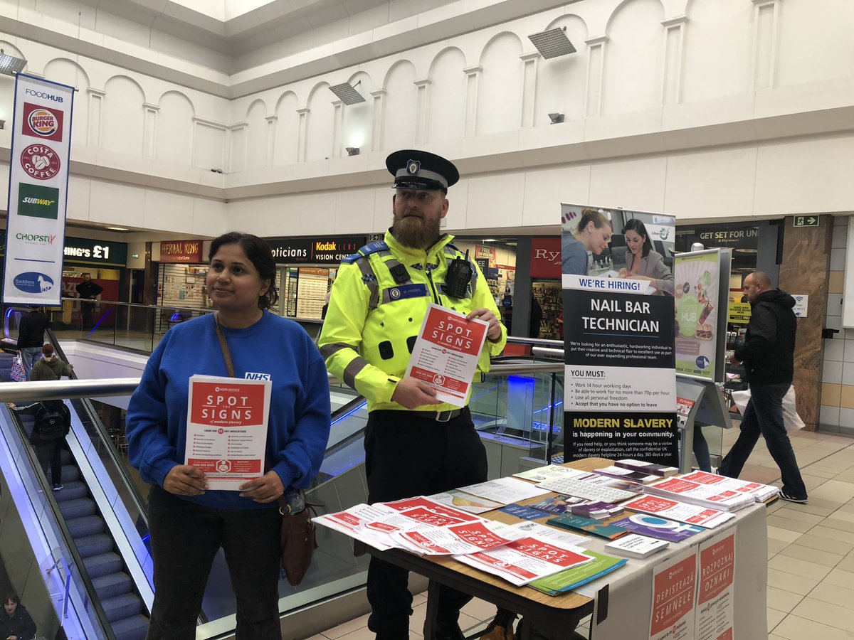 Modern slavery conversations in the Saddlers Shopping Centre Walsall #modernslavery <a href="/LocalitiesSouth/">Walsall South</a> <a href="/StMatthewsWMP/">St. Matthew's Police</a> team 2