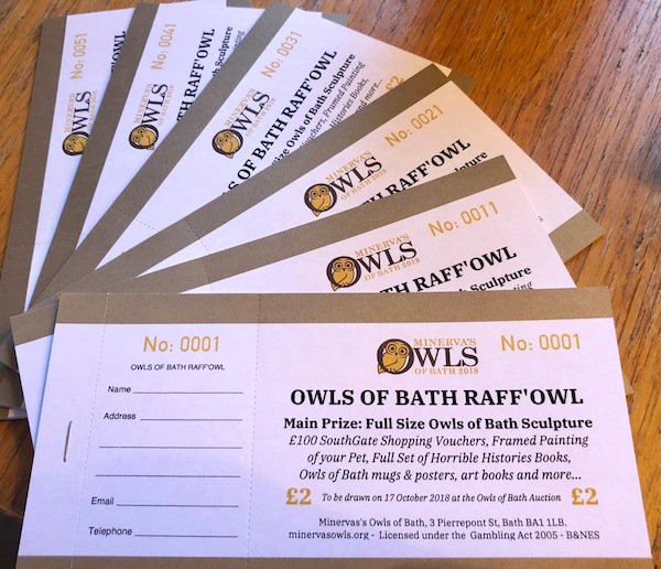 Want to win a full-size #OwlsOfBath sculpture? A £2 Raff'Owl ticket could win you 'Hospit'Owl', who stood in for a few 'injured' owls over the summer.

You can purchase raffle tickets from our website or we'll be selling them in <a href="/SouthGate_Bath/">SouthGate</a> on Sunday!

minervasowls.org/shop/
