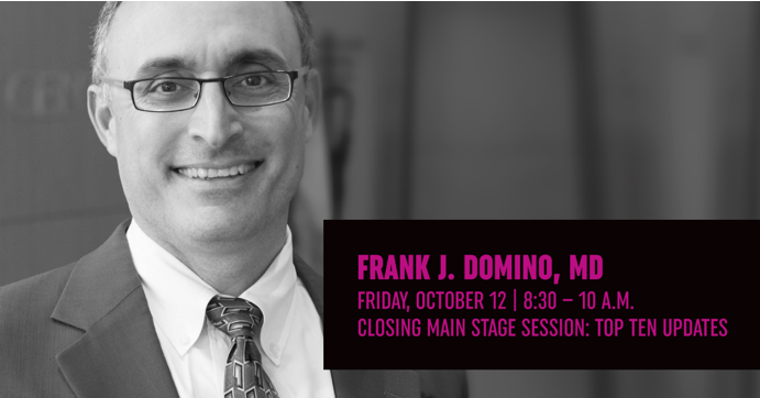 aafp's tweet photo. Our Main Stage Session today features the ever popular Frank Domino, MD and his Top Ten Updates in Evidence-Based Medicine. We'll wrap up tonight with our #AAFPFMX Celebration. We hope to see you all there! @dominof https://t.co/BMOTLZD7cp https://t.co/yzlikFyZeB