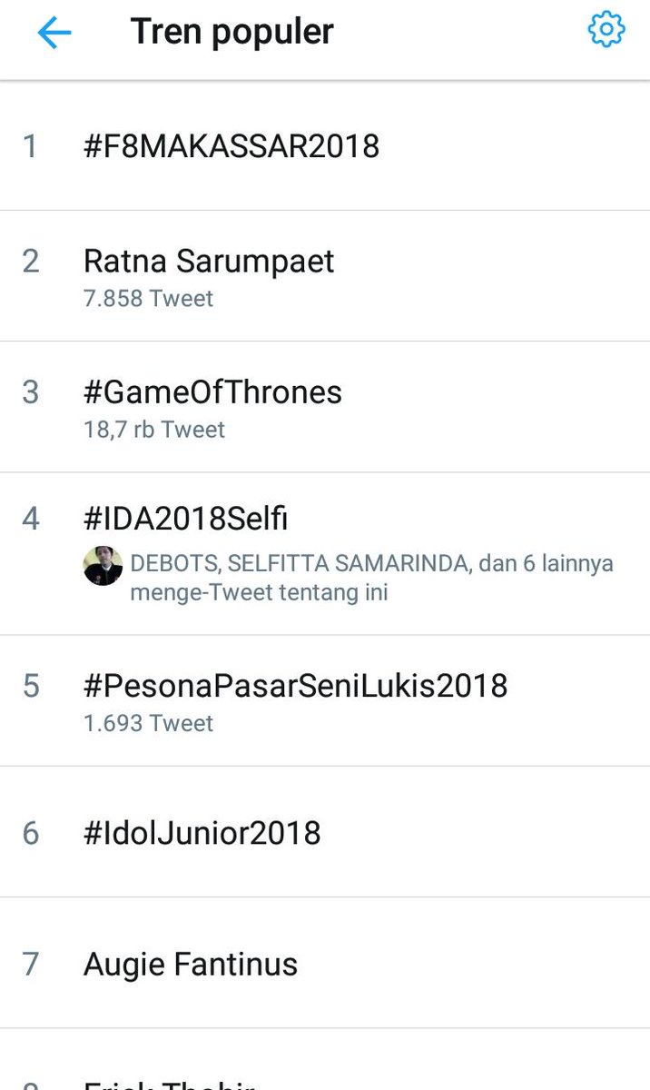 Ayo semua gas full kita suda di posisi ke 3 #IDA2018Selfi
@LIDA_SELFI07
@IndosiarID