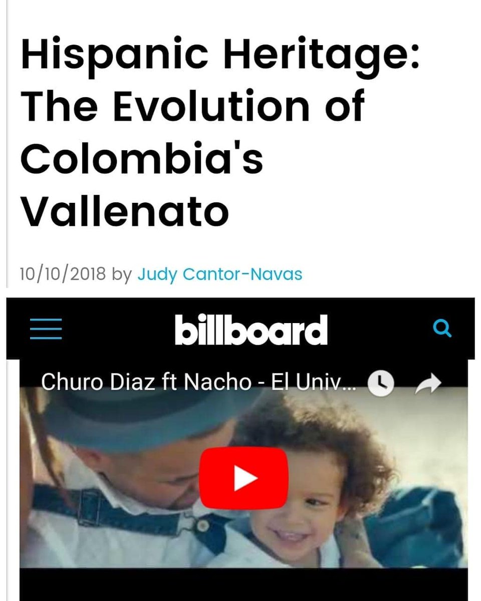 ParrandaValle's tweet photo. #NotiParranda @CHURO_DIAZ ft @nacholacriatura en el top recomendado del articulo de la revista #Billboard que destaca la evolución del vallenato @billboardlatin @billboard @latinbillboards #ElUniversodetuAmor #Vallenato #VALLENATO #ChuroDiaz #Churismo #Churistas #Nacho #Colombia https://t.co/y7Gp0IGg5L