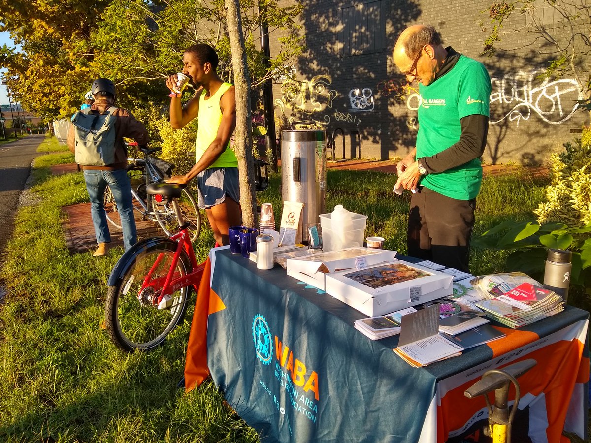 sobacase's tweet photo. It's @WABADC coffee hour w @QualiaCoffee, @dcpl and Mission Muffin! #bookdc #bikedc https://t.co/OiUXESWAun
