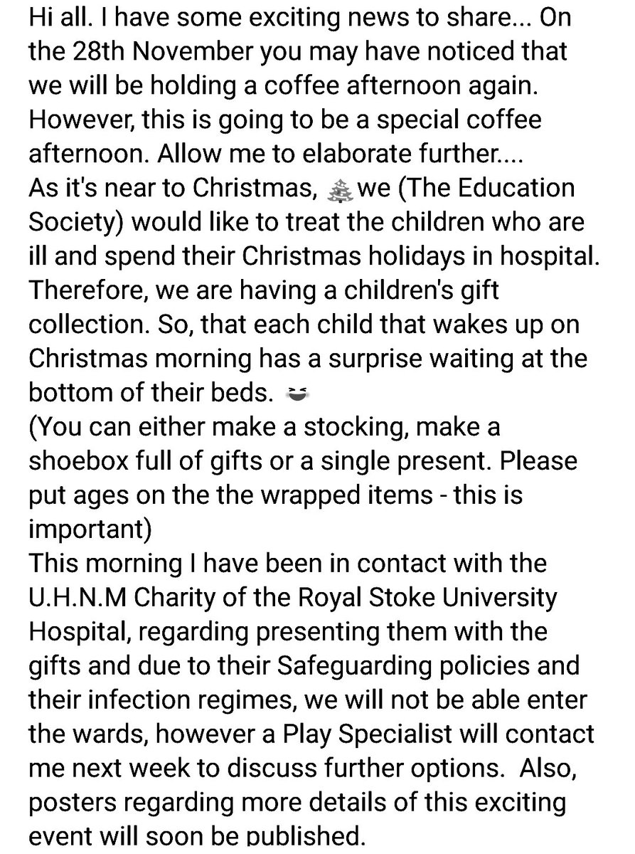 WainHw's tweet photo. @StaffsEdSoc @UHNMCharity #InTheNewsEDEY #ExcitingNews #PleaseRead #earlyyears #EveryChildMatters @StaffsUni @StaffsUnion @ChristmasCount @childrensociety @StaffsStudents 🎄🎀🎁🎈🎊 #Caring #Love #Gifts #Smiles #Sparkle #Happy #hospital #Memories #Childhood @Sotlive https://t.co/IuE1Xu9eBz