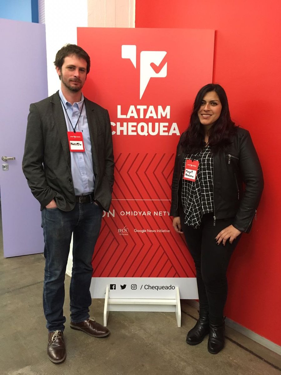 ChileCheck's tweet image. Seguimos en #LatamChequea compartiendo experiencias de fact checking junto a compañeros de toda América Latina. @manuel_aris y @_amargot representando a #ChileCheck