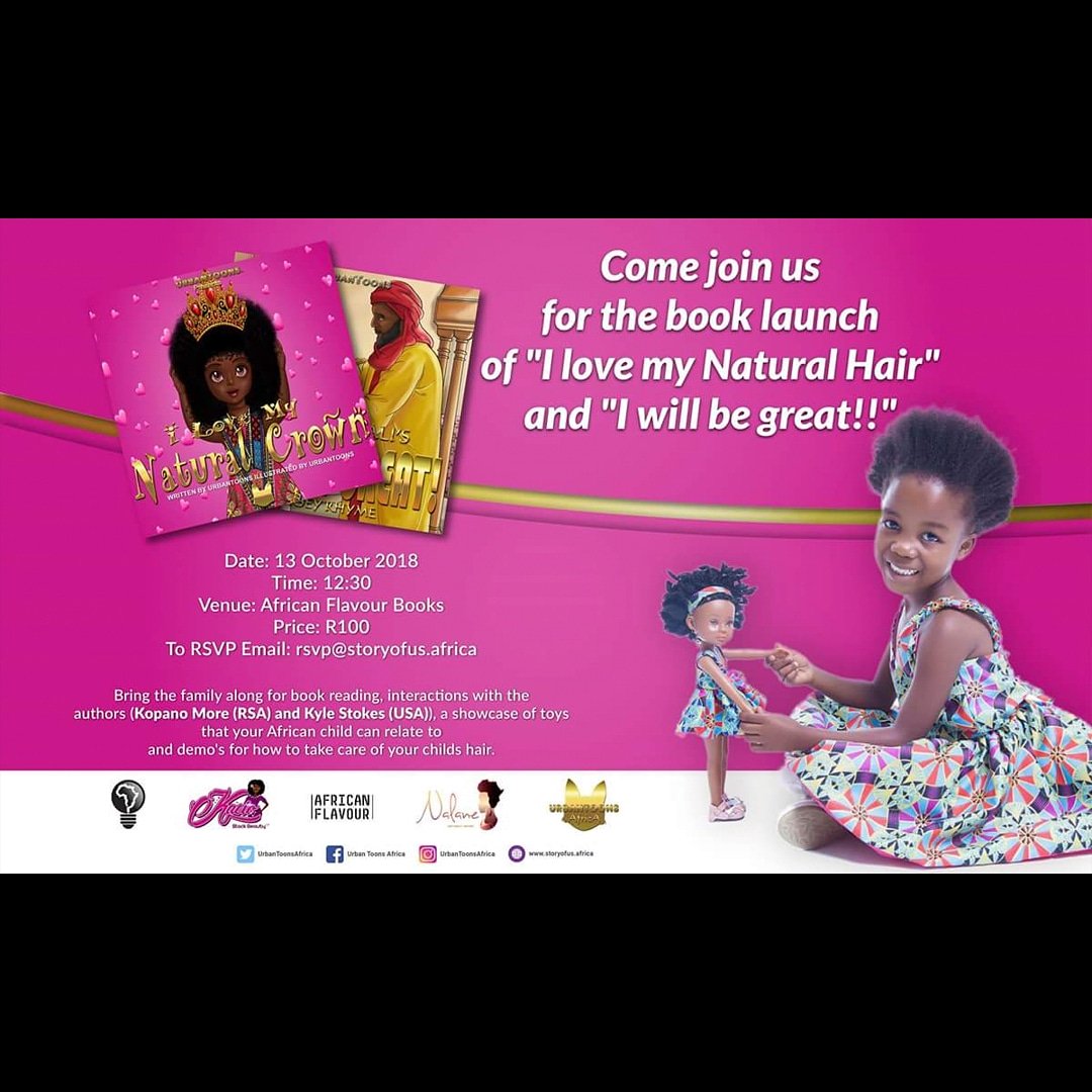 Urbantoonsafri1's tweet photo. Last call for RSVP's for the @africanflavourbooks UrbanToons book launch!!!

We are one day away from an adutaining afternoon with you and your little ones as we launch #ILoveMyCrown #IWillBeGreat in Braamfontein.

Have you RSVP'd?

#UrbanToonsAfrica #BookLaunch #ChildrensBooks https://t.co/qBSdXMpXew