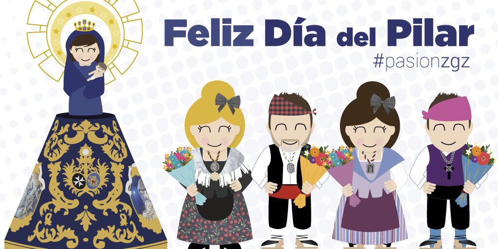¡Feliz día del Pilar a todos y todas! ¿Ya le habéis llevado flores a la Virgen? 💛💐 #pasionzgz