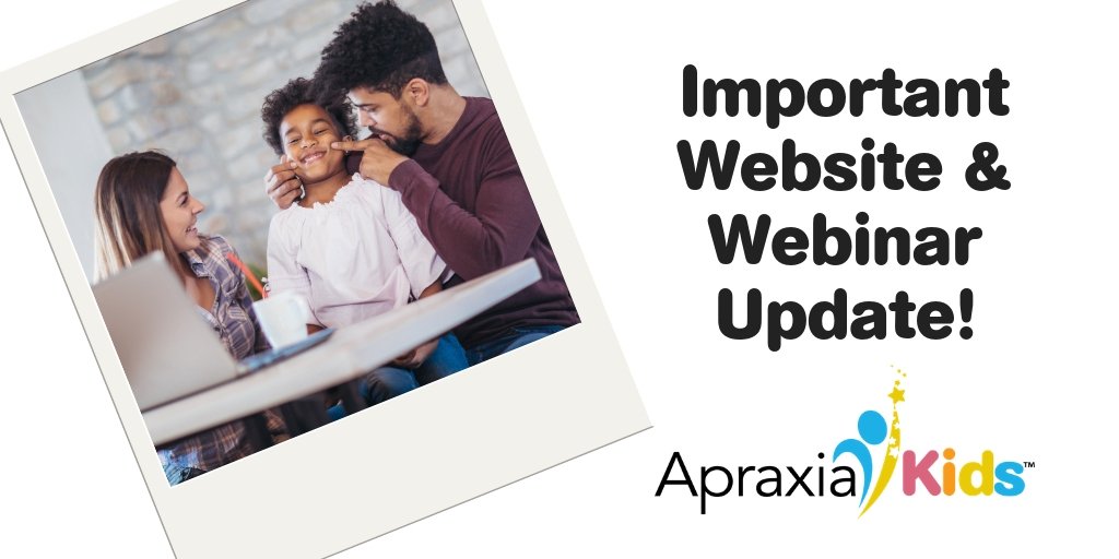 Did you hear the news? Apraxia-Kids.org is getting a new look in 2019! Please note that our webinar platform will be under construction after December 15th, so any webinars purchased will be unavailable after that date! 

apraxia-kids.org/on-demand-apra…
#apraxiakids #apraxia