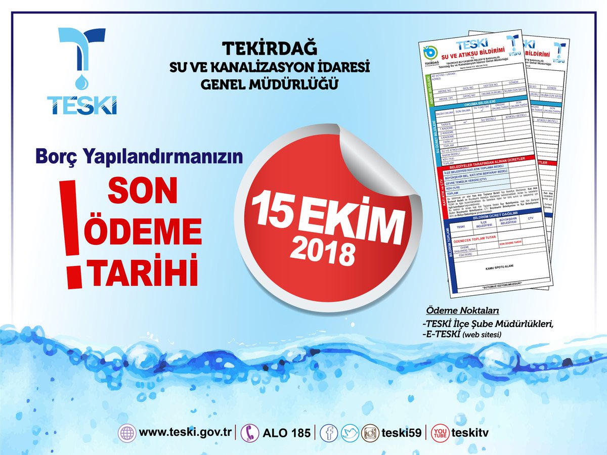 teski59's tweet photo. VATANDAŞLARIMIZIN DİKKATİNE ! #SUBORCU #YAPILANDIRMA #ÖDEME https://t.co/j31413XmFS
