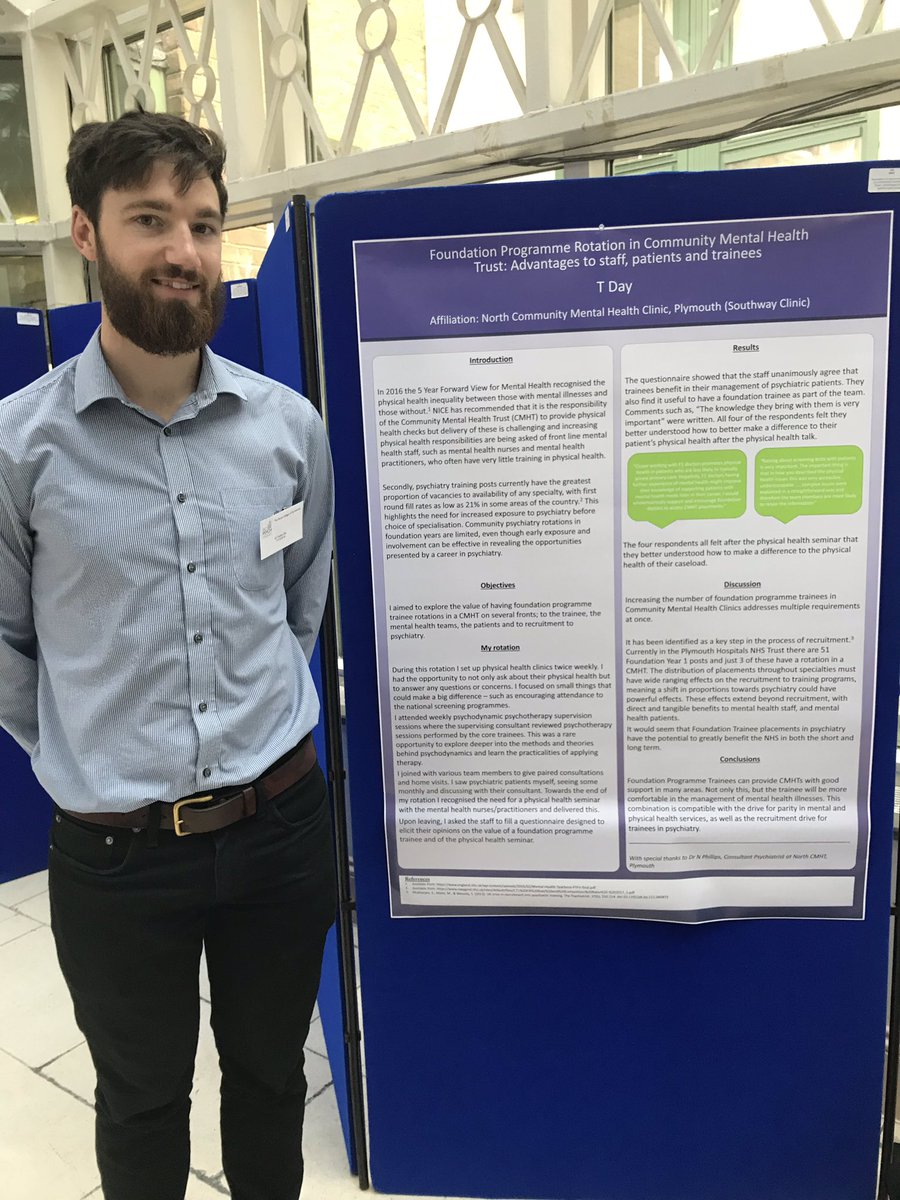 Great poster by Dr Tristan Day (FY2) about the importance of Foundation Year placements in Psychiatry, particularly in community mental health. Couldn’t agree more because my FY2 placement in @nelft is why I chose Psychiatry! @rcpsych #GAPsych2018