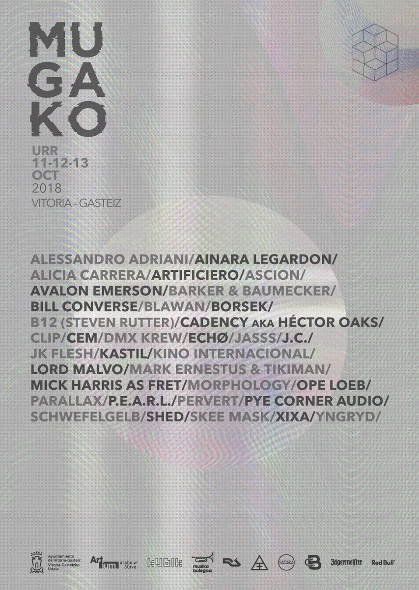 dissonantbks's tweet image. Today, Dissonant Bookings turns 3!

No better way to celebrate than catching JK Flesh, Mick Harris as Fret &amp;amp; Stormfield AV @ @MugakoFestival  Vitoria-Gasteiz, Spain

12.10.18  JK Flesh live 
13.10.18  Fret live/Stormfield AV

@JKBroadrick @stormfield303