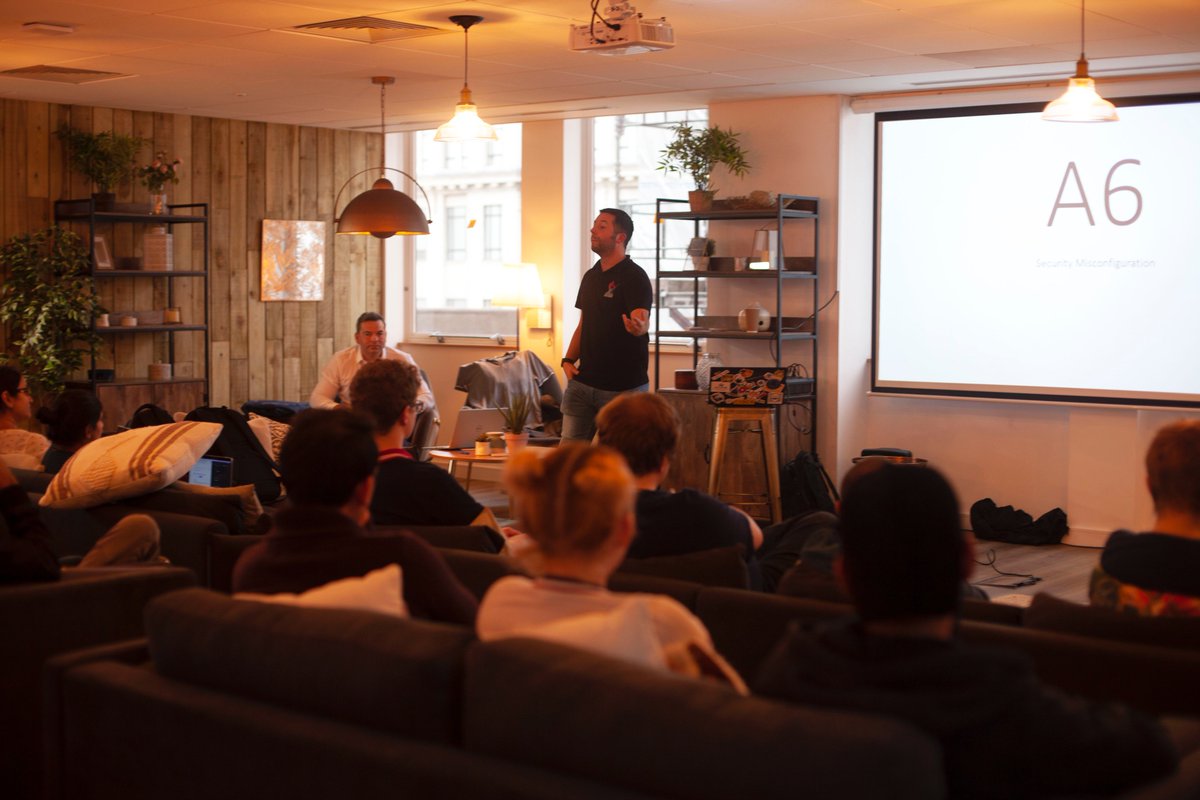 wearecodenation's tweet photo. Last night we held a Cyber Security Workshop with Cyber Security mogul; Dr. David Day. Our students and other visitors were taught a whistlestop tour of the OWASP top 10 - the basics of Cyber Security. They also got the chance to legally hack, aswell as hear hacking war tales! https://t.co/UtGXRWFDFA