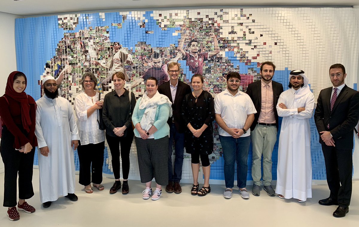 QFIntl's tweet photo. Nine educators from the US, Germany & the UK departed Doha after spending a week attending the #tlforum2018, visiting schools @QF & exploring cultural spots around Doha. Our last stop was @roadto2022 where our educators got to checkout Qatar’s plans for the upcoming world cup https://t.co/gRLdVPS1WW
